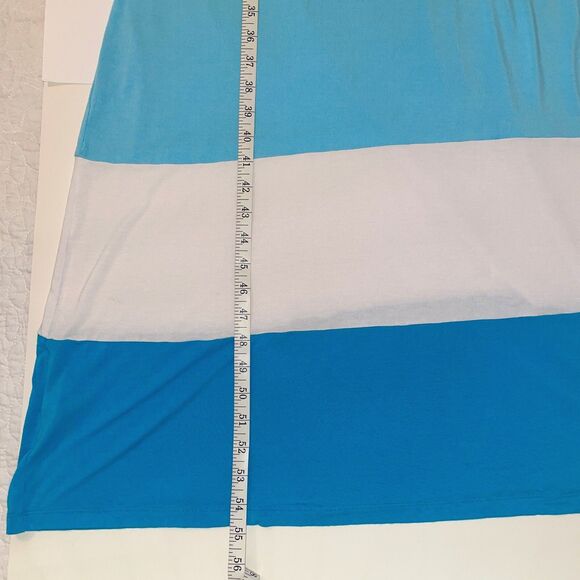 Calvin Klein Pool Blue Racerback Jersey Striped Maxi Dress Stretch Comfort 10 - Picture 10 of 13